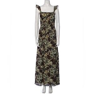 SIR the label Dark Floral Smocked Bodice Maxi Dress